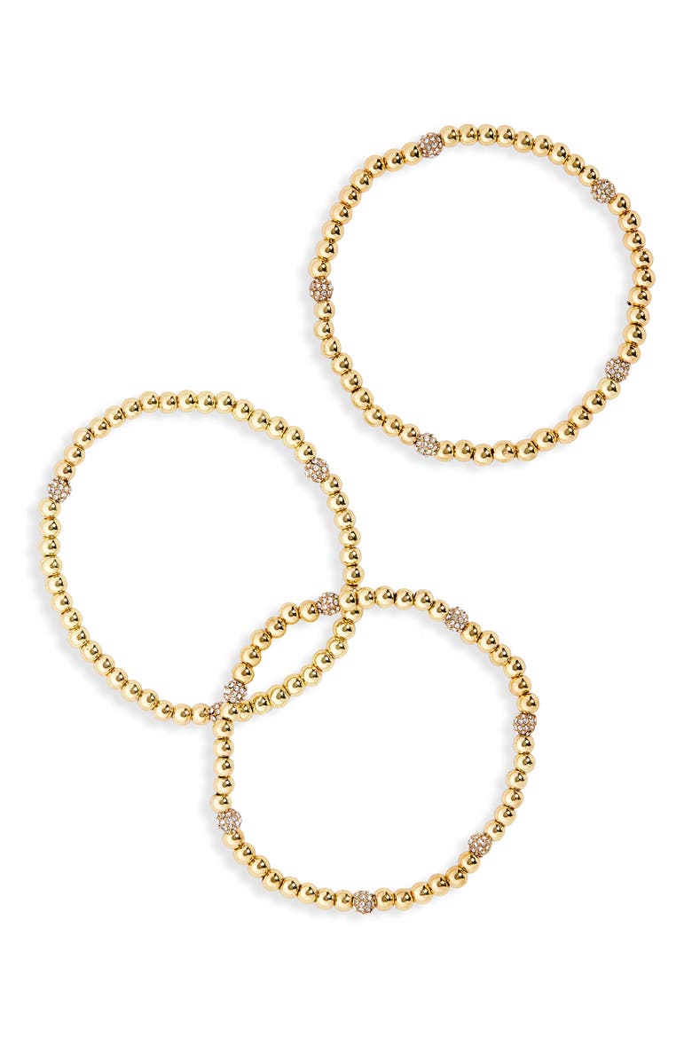 Pisa Set of 3 Beaded Stretch Bracelets, Main, color, CLEAR