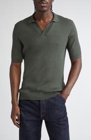 Sunspel Fine Rib Silk & Cotton Polo