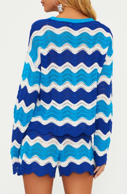 BEACH RIOT BEACH RIOT BEACH WAVY STRIPE POINTELLE COVER-UP SWEATER