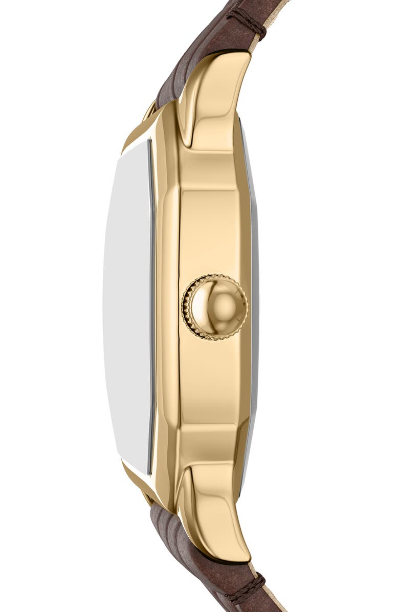 Fossil Harlow Croc Embossed Leather Strap Watch, 27mm, Alternate, color, Brown/ Gold