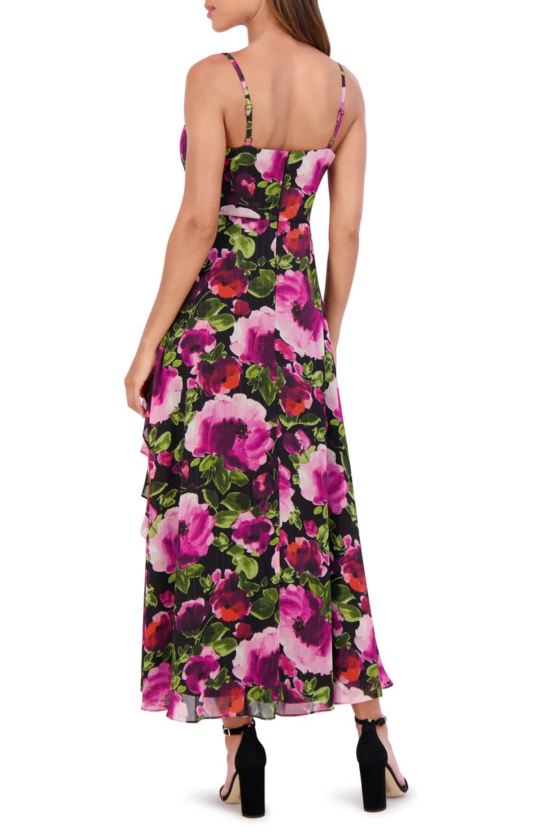 Siena Printed Chiffon Midi Dress, Alternate, color, Black Multi