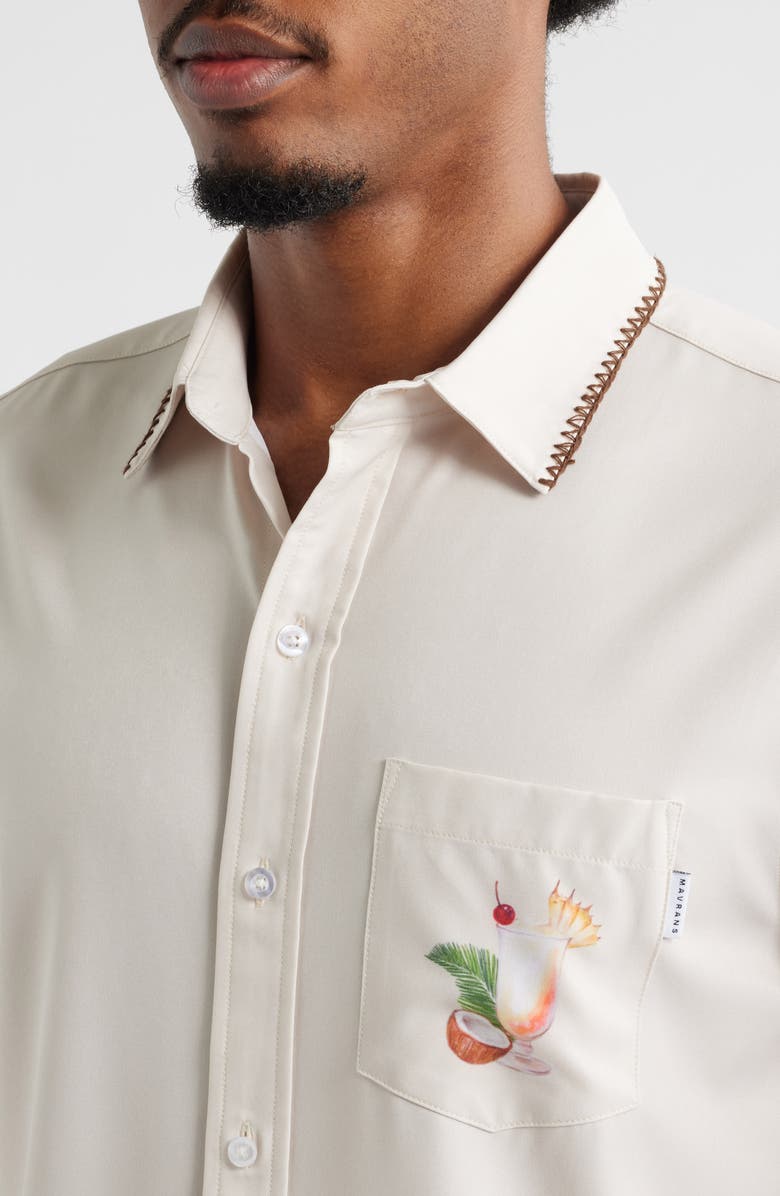 MAVRANS Piña Colada Short Sleeve Performance Button-Up Shirt, Alternate, color, 