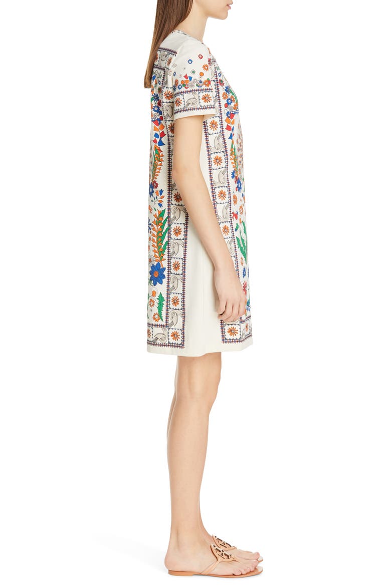 T-Shirt Dress, Alternate, color, IVORY PEACOCK MEADOW