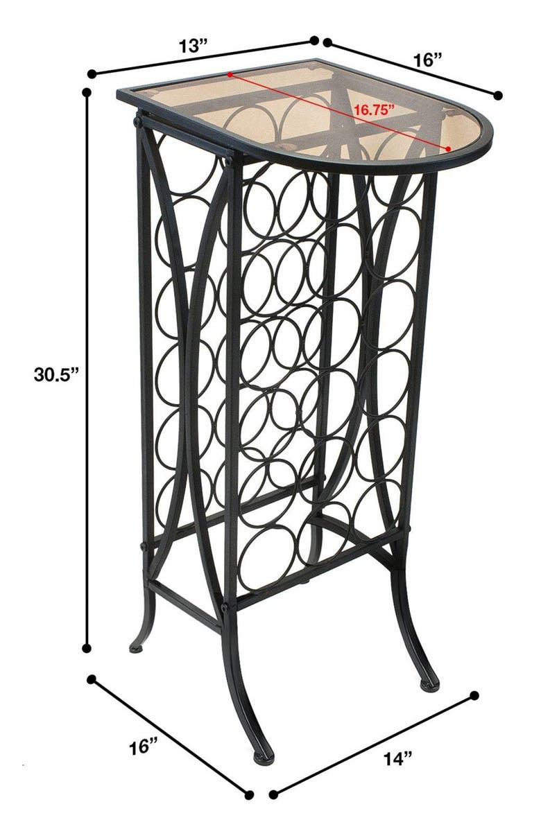 SORBUS Wine Rack Stand with Glass Table Top - Black, Alternate, color,