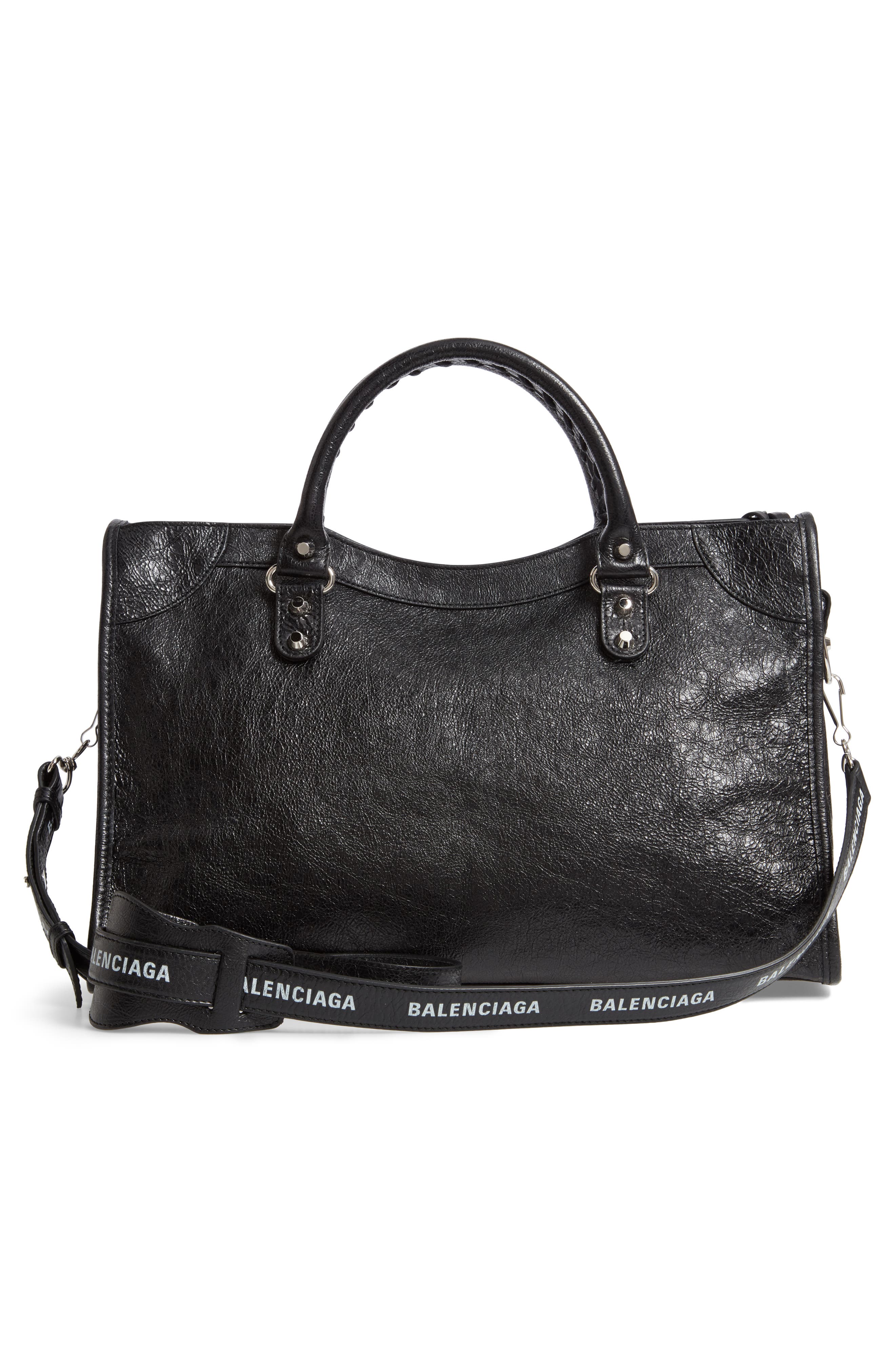 Balenciaga Classic City AJ Logo Strap Leather Tote, Alternate, color, 