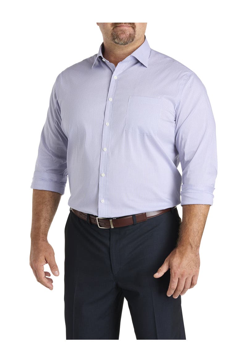 Big & Tall Mini Grid Performance Dress Shirt, Main, color, PURPLE