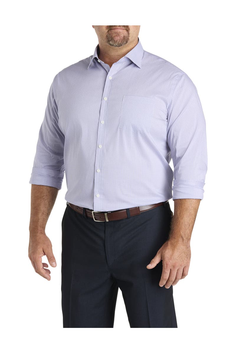 Michael Kors Big & Tall Mini Grid Performance Dress Shirt, Main, color, Purple