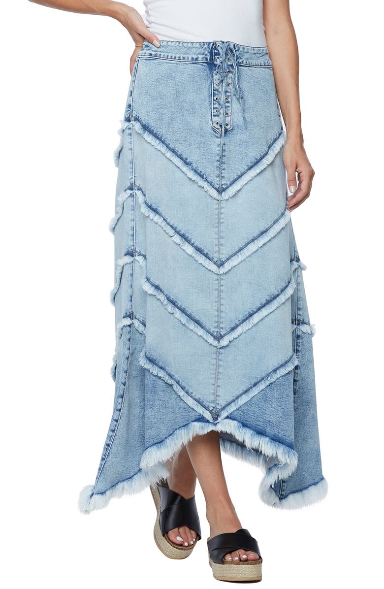 Wash Lab Denim Chevron Denim Maxi Skirt, Main, color,