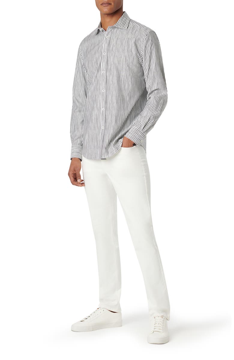 Bugatchi Axel Shaped Fit Woven Button-Up Shirt, Alternate, color, Asphalt