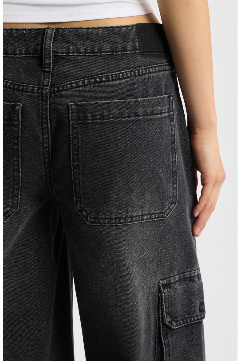 Low Rider Baggy Wide Leg Cargo Jeans, Alternate, color, BLACK WASH