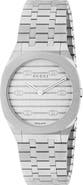 Gucci 25H Stainless Steel Bracelet Watch, 30mm