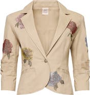 Cinq à Sept Beaded Floral Stretch Cotton Jacket