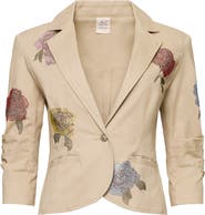 Cinq à Sept Beaded Floral Stretch Cotton Jacket