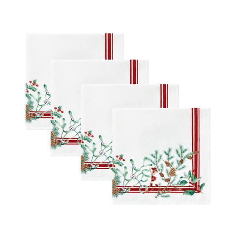 Winter Holiday Berry Fabric Napkin Set Of 4