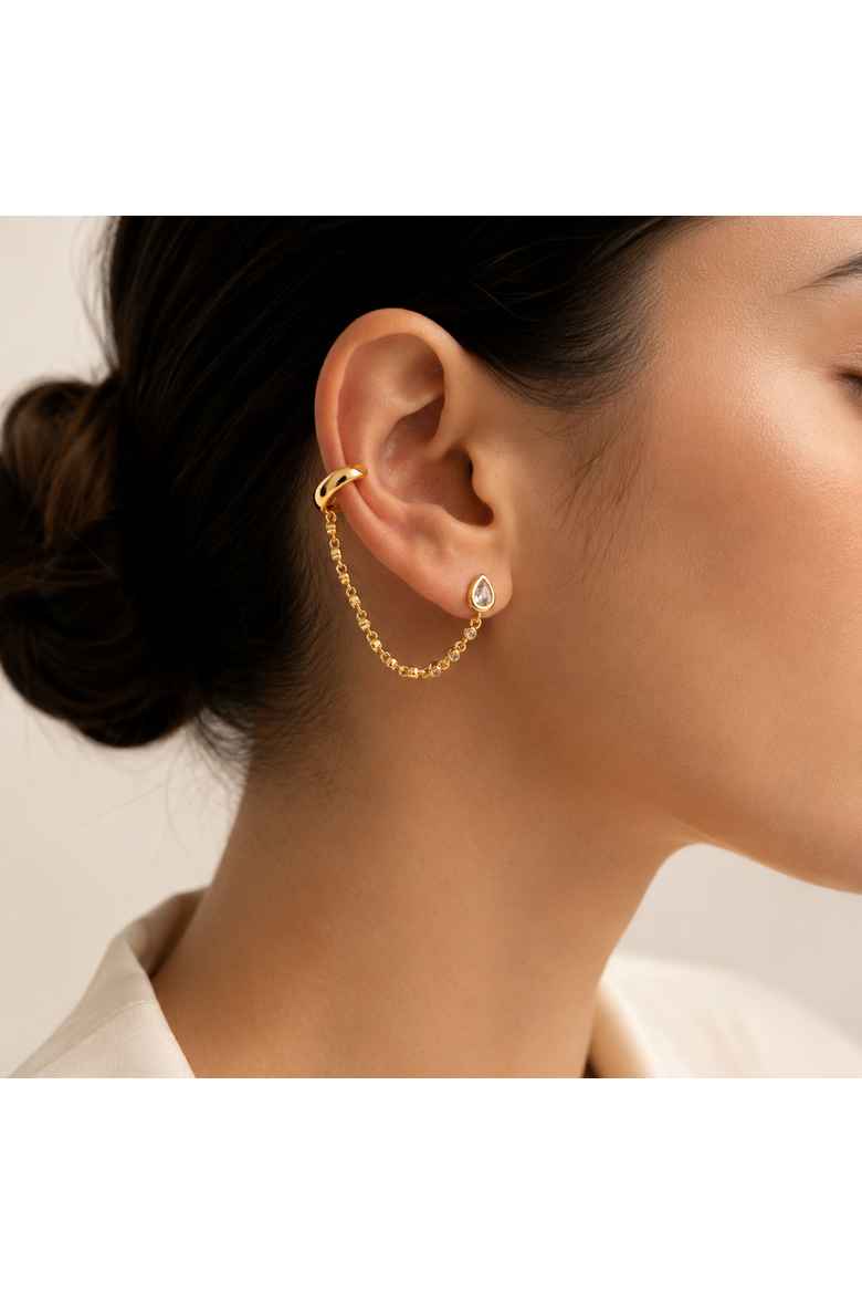 Luna Ear Cuff Earrings, Alternate, color, Gold