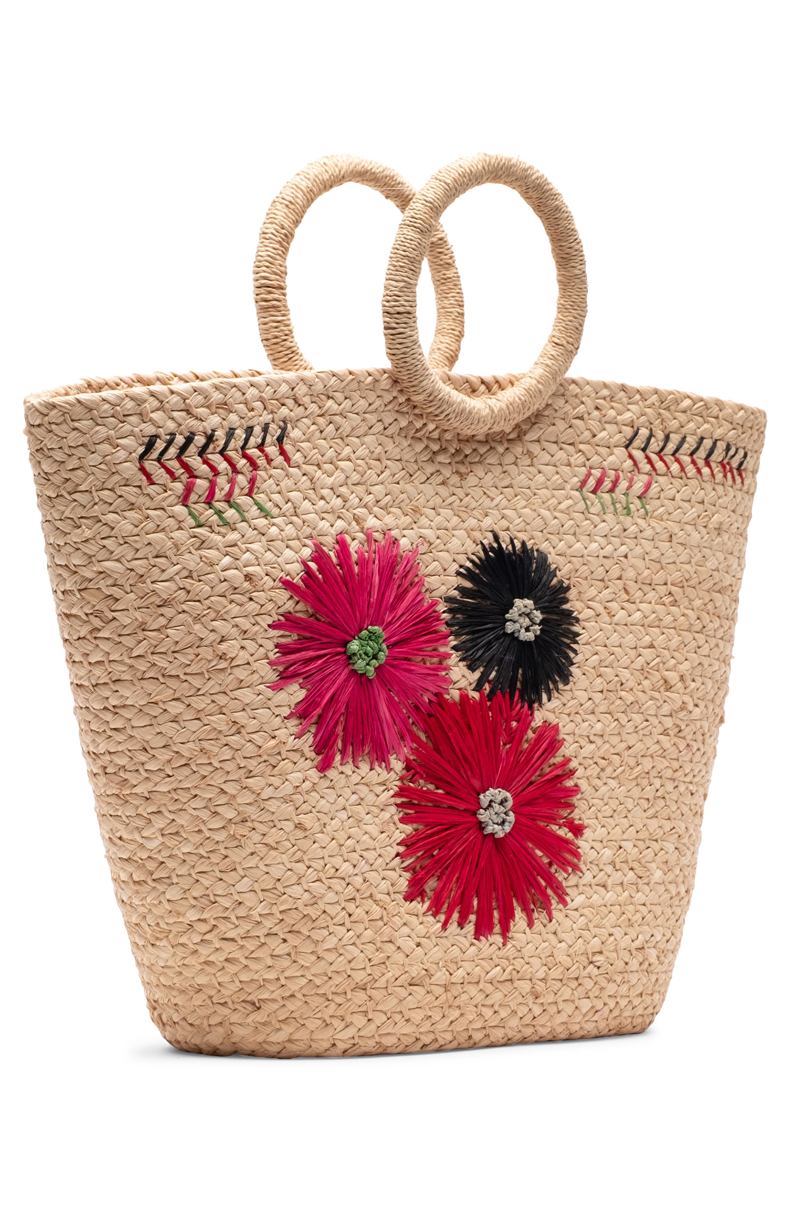 Frances Valentine Botanica Basket Raffia Tote, Alternate, color, Natural/ Multi