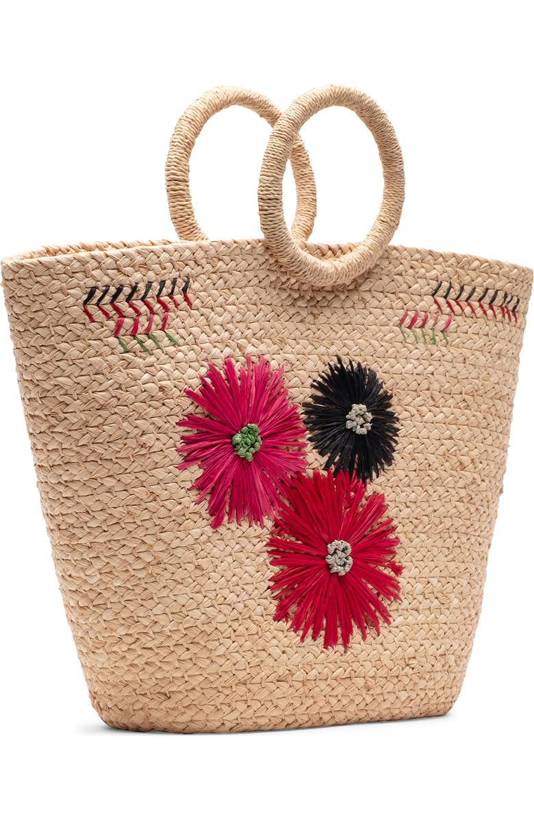 Frances Valentine Botanica Basket Raffia Tote, Alternate, color, Natural/ Multi