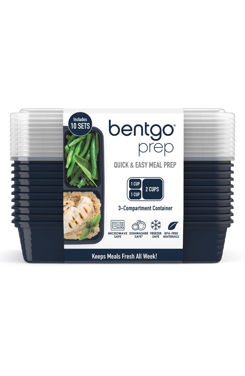 BENTGO Prep 3-Compartment Meal Prep Containers - Navy Blue, Main, color,