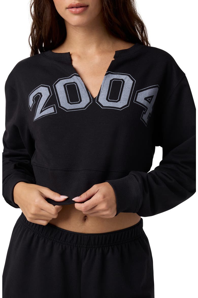 2004 Split Neck Sweatshirt, Alternate, color, BLACK