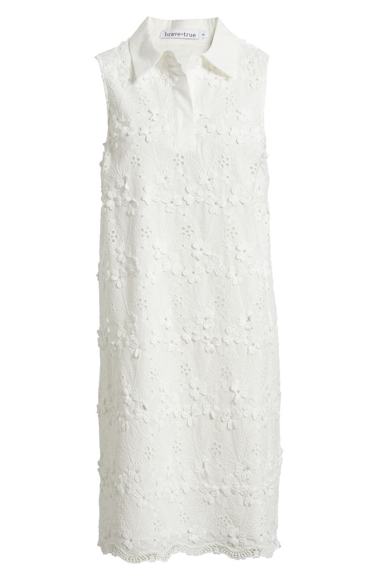 Brave+True Felicity Textured Cotton Shift Dress, Alternate, color, White