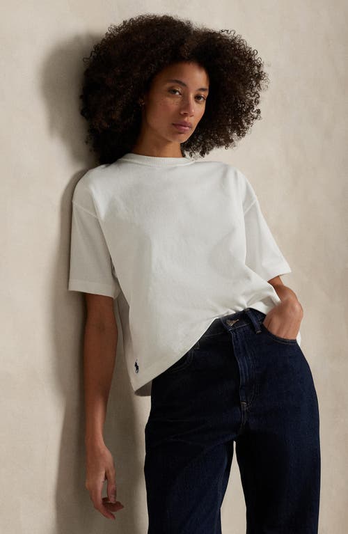 Polo Ralph Lauren Cotton Jersey Cropped Crewneck Tee In White