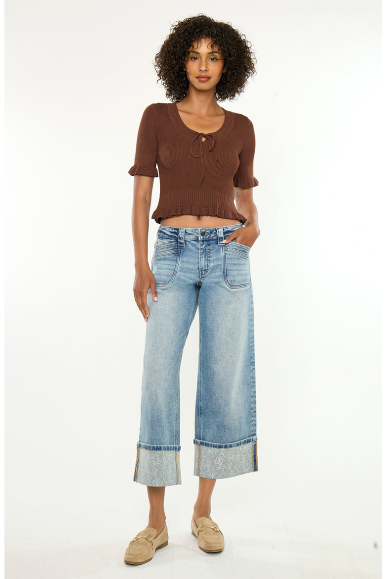 Anley Mid Rise Crop Wide Jeans, Main, color, Medium Wash