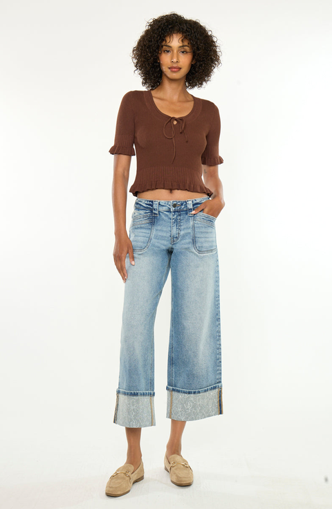 Anley Mid Rise Crop Wide Jeans