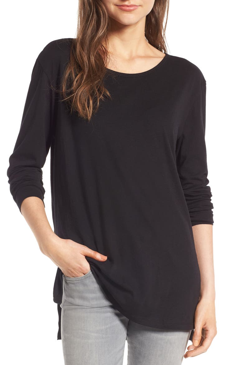 Side Slit Tee, Main, color, BLACK