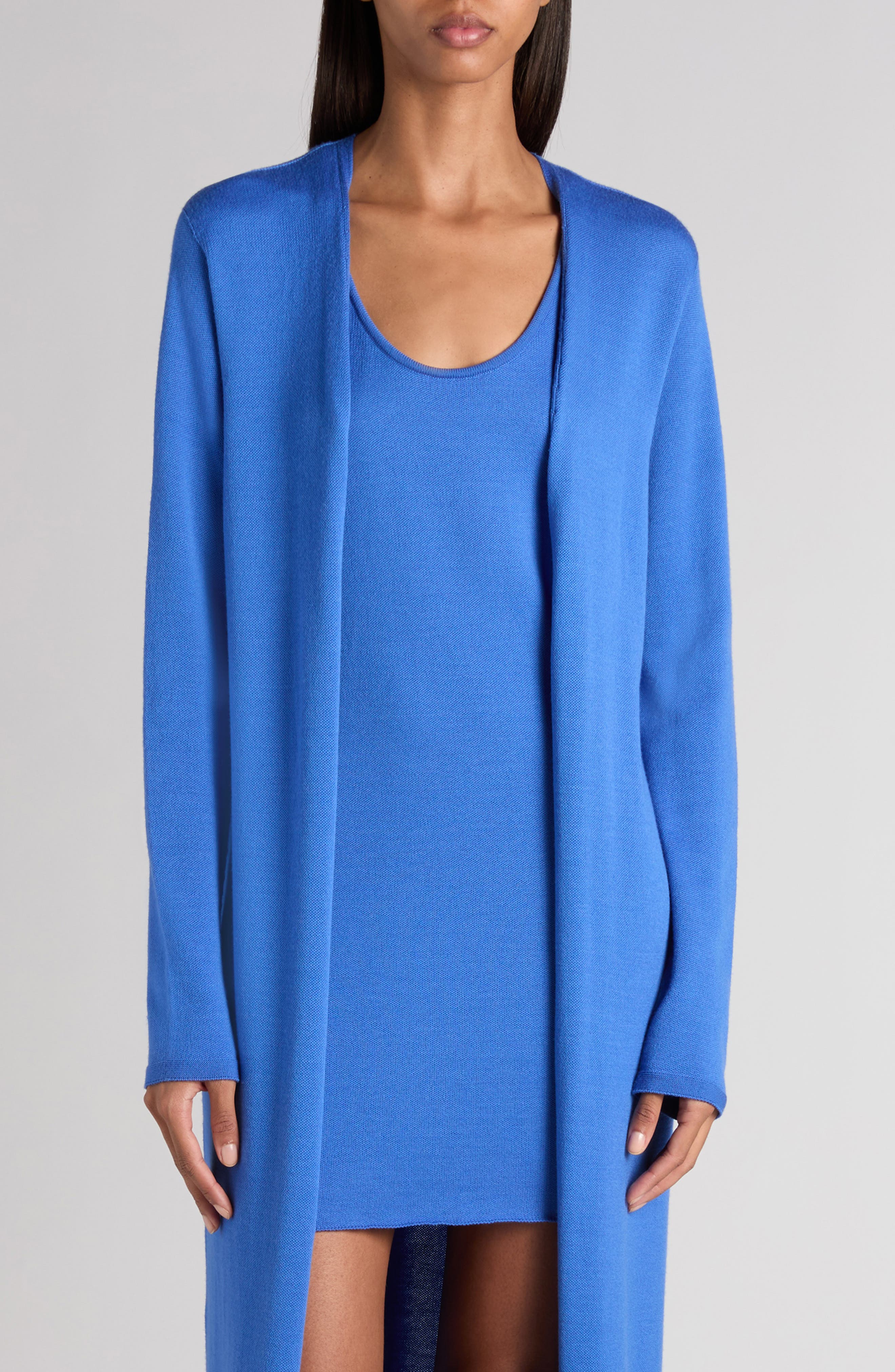 Seamless Long Merino Wool Blend Cardigan