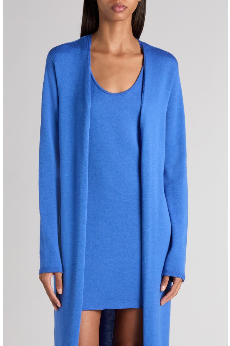 Seamless Long Merino Wool Blend Cardigan, Main, color, PORCELAIN BLUE