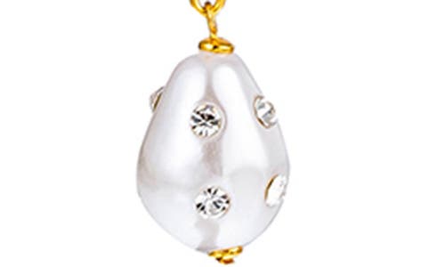 Eye Candy Los Angeles Isla Faux Pearl Lariat Necklace In Gold