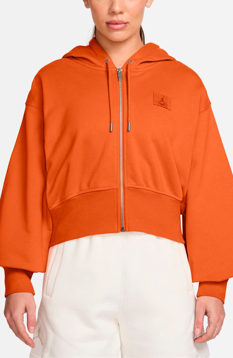 Jordan Flight Fleece Crop Hoodie, Main, color, Starfish/ Campfire Orange