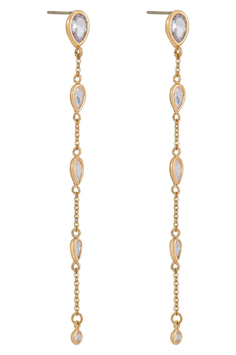 Bezel Linear Drop Earrings, Alternate, color, GOLD