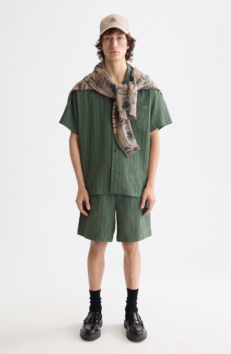 Scotch & Soda Fave Tonal Stripe Drawstring Shorts, Alternate, color, Thyme