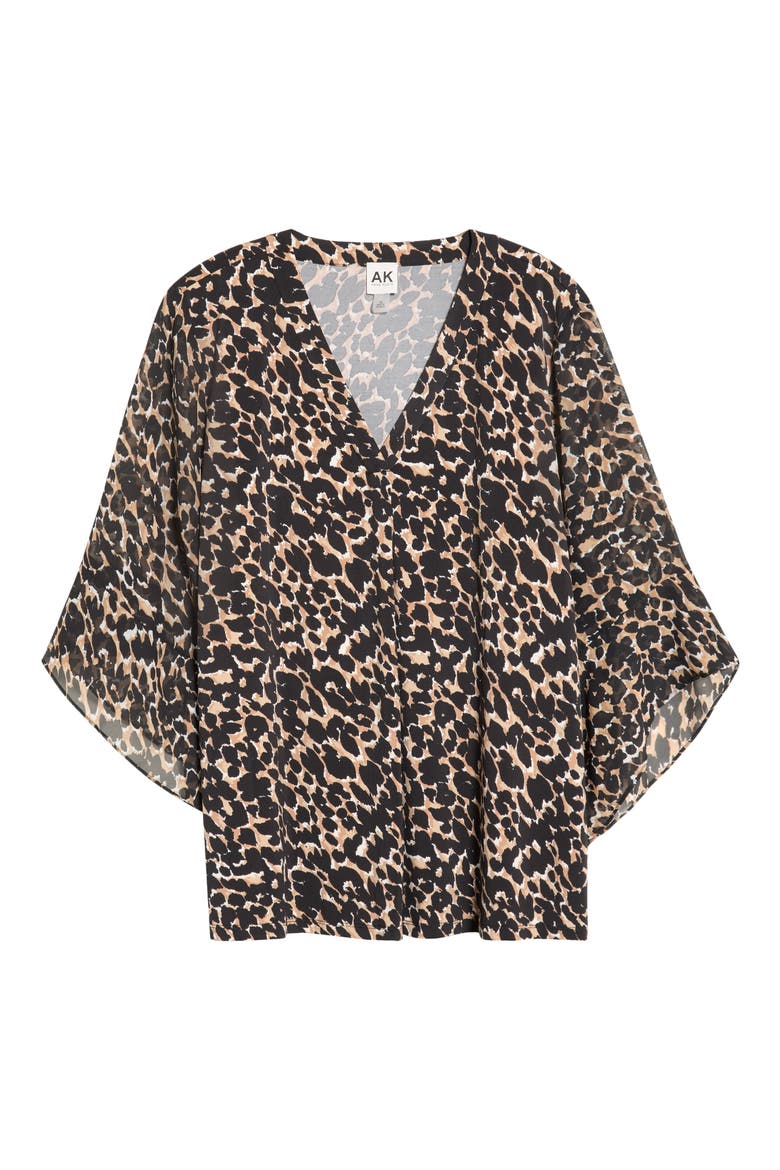 Mixed Media Split Neck Top, Alternate, color, VICUNA MULTI