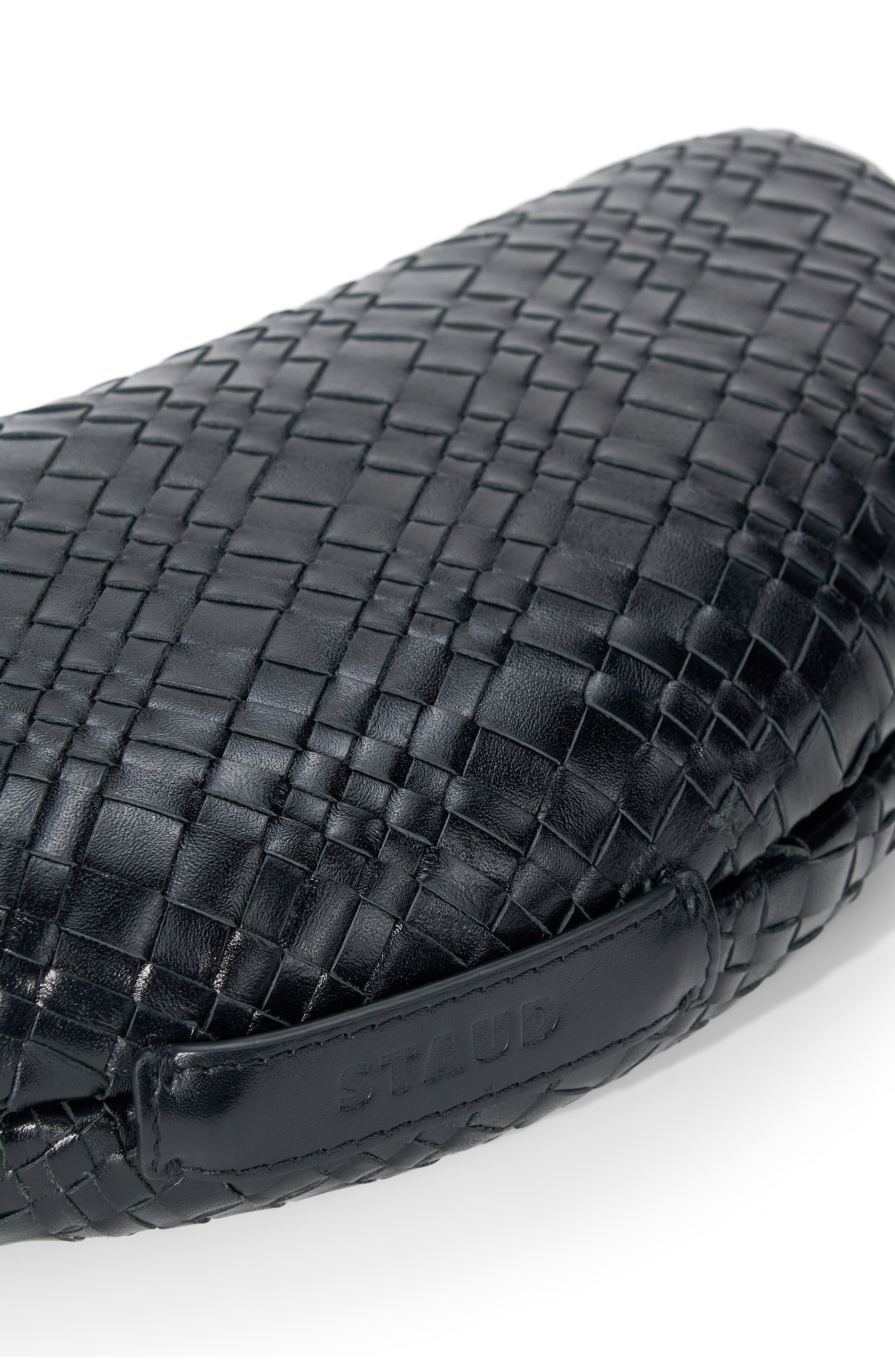 STAUD Crescent Leather Clutch, Alternate, color, Black