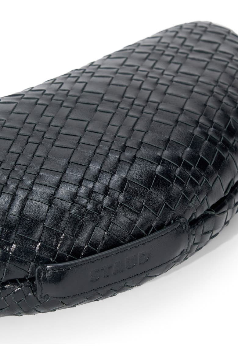 STAUD Crescent Leather Clutch, Alternate, color, Black