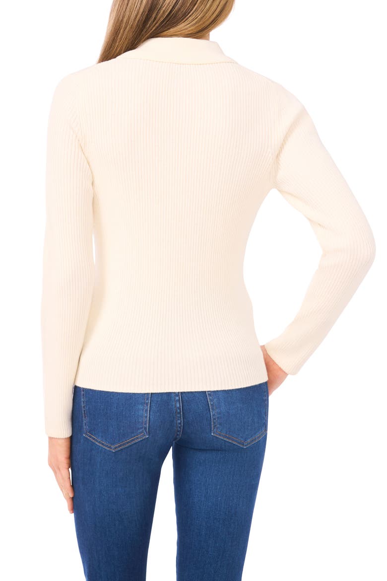 Jalia Rib Polo Sweater, Alternate, color, BUTTERCREAM