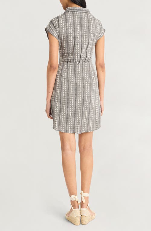 The Good Journey Novelty Short Sleeve Cotton Shirtdress In Ivory/black