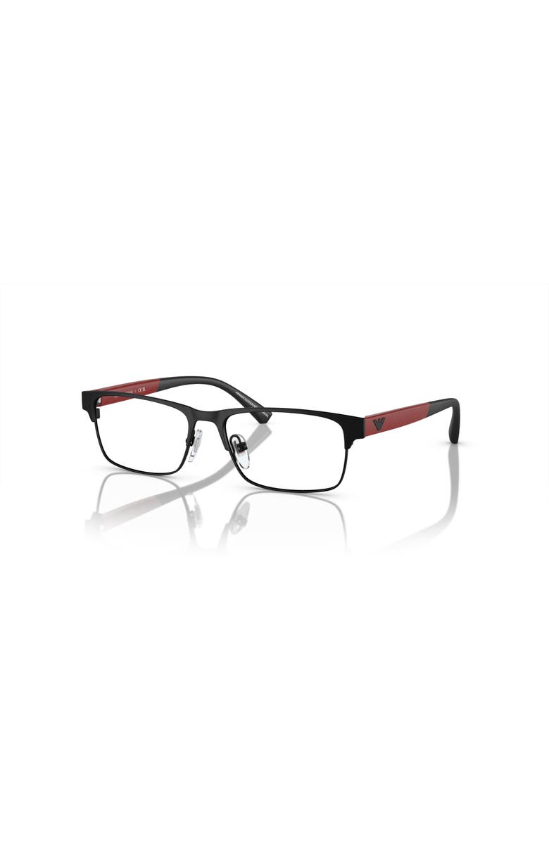 Emporio Armani 49mm Rectangle optical glasses, Main, color, Black