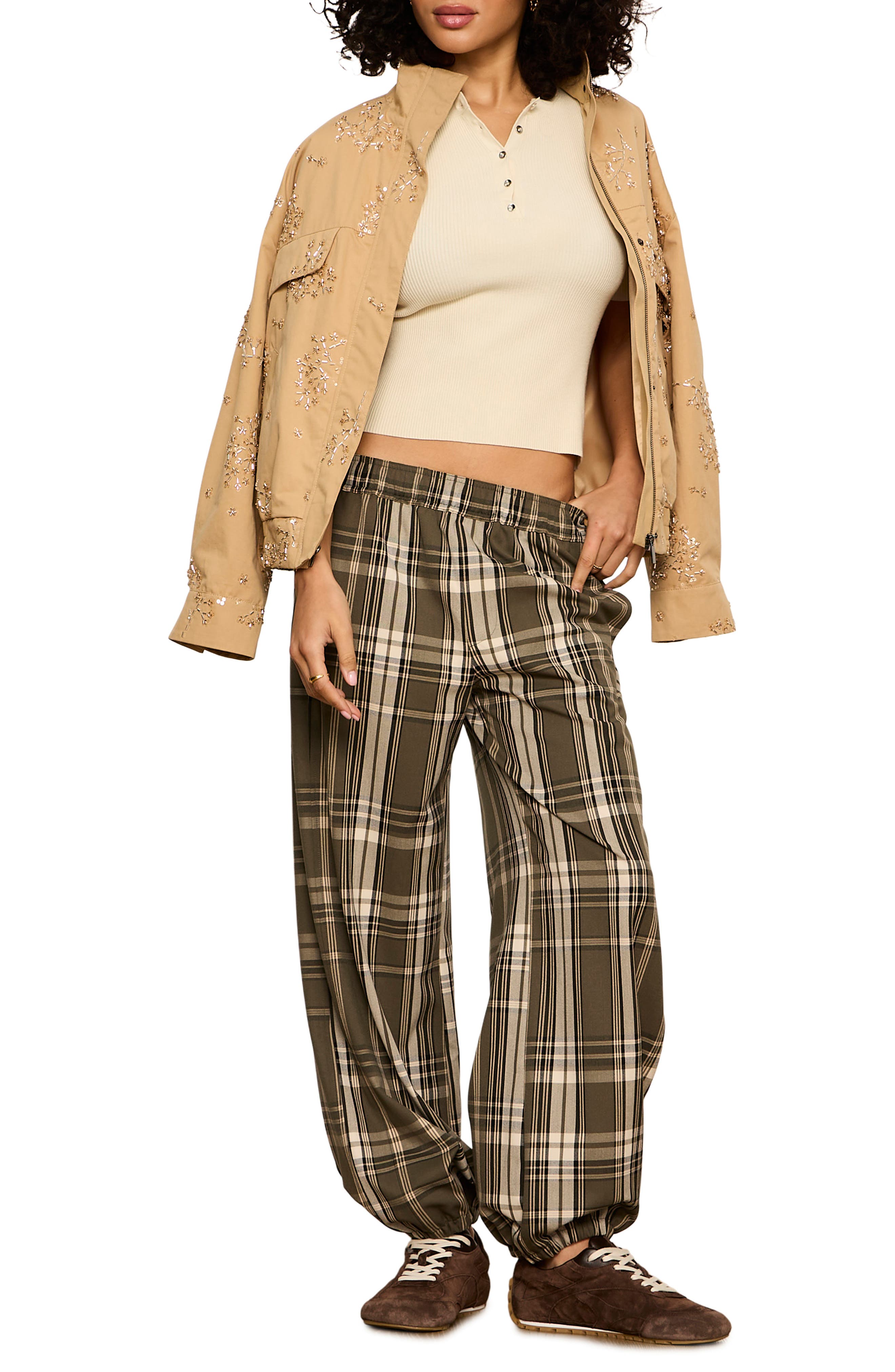 Sanctuary Plaid Micro Balloon Pants (Women) | Nordstrom