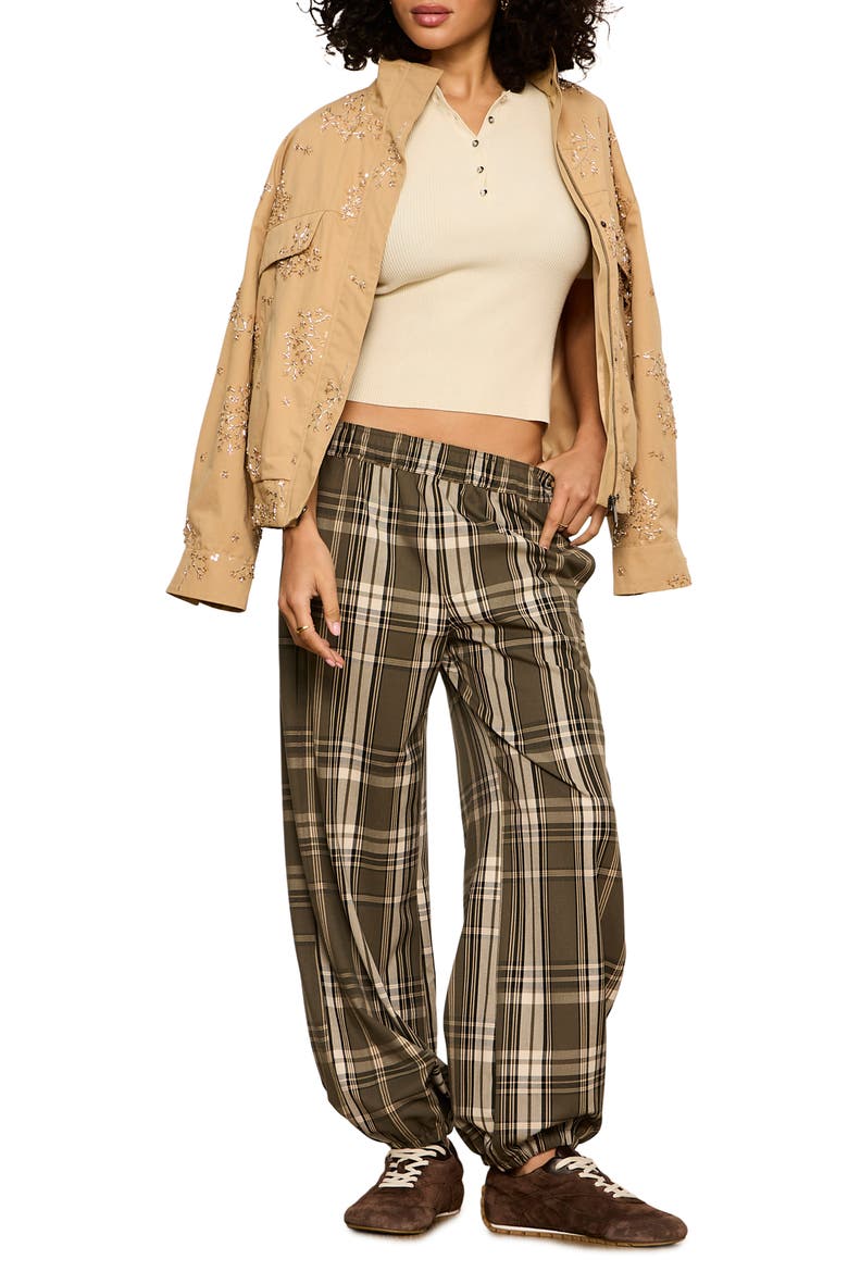 Plaid Micro Balloon Pants, Alternate, color, LINDEN PLAID