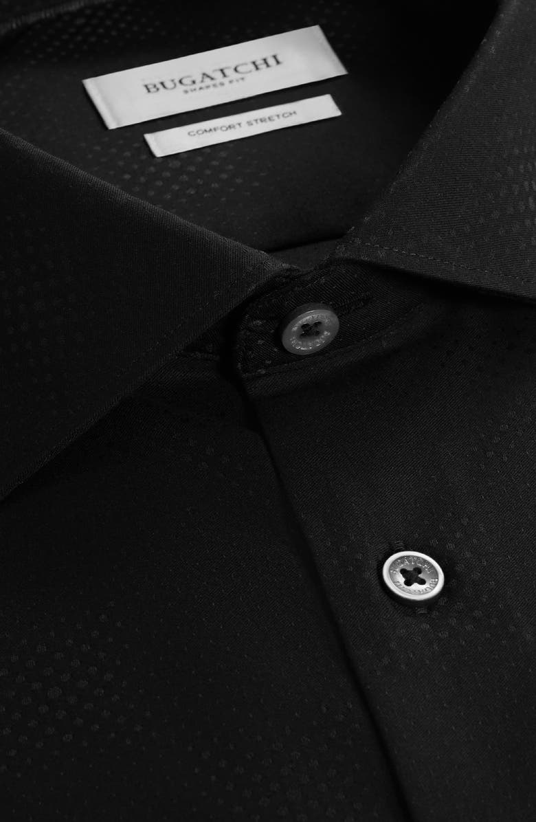 Bugatchi Axel Shaped Fit Stretch Cotton Button-Up Shirt, Alternate, color, Black