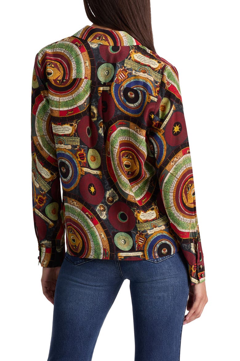 Willa Silk Button-Up Shirt, Alternate, color, HANDS OF TIME