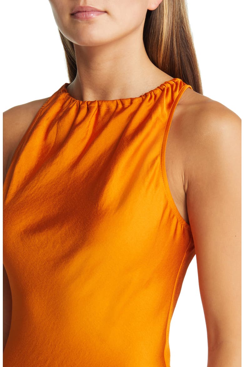 Women's Halter Neck Satin Midi Dress, Alternate, color, ORANGE JAM