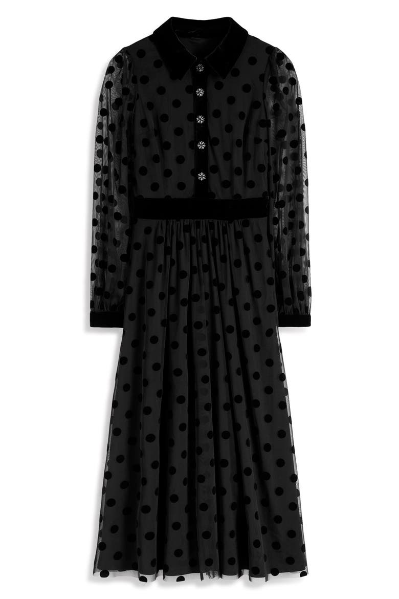 Contrast Detail Tulle Dress, Alternate, color, BLACK