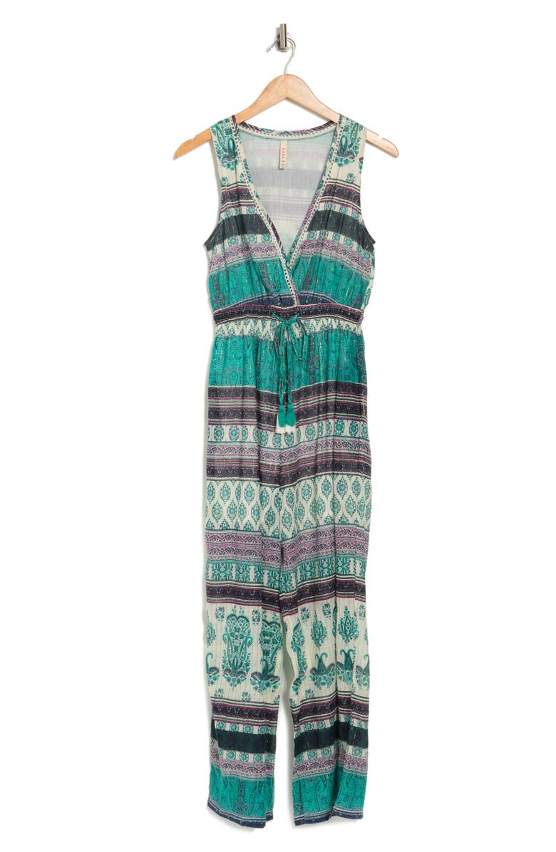 Raga Caravan Sleeveless V-Neck Printed Jumpsuit, Alternate, color, 