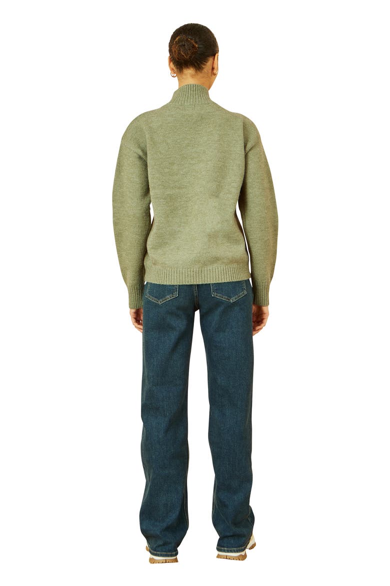 Floral Detail High Neck Knit Sweater, Alternate, color, Green