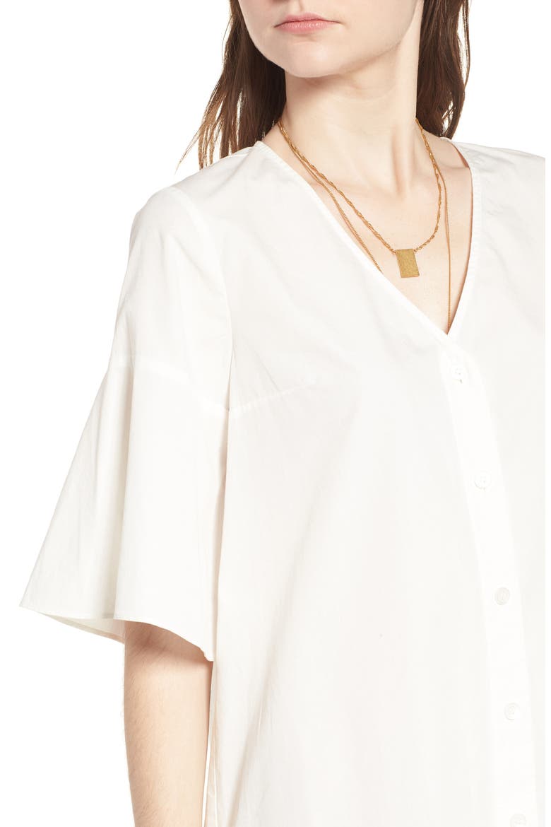 Bell Sleeve Shift Dress, Alternate, color, PURE WHITE