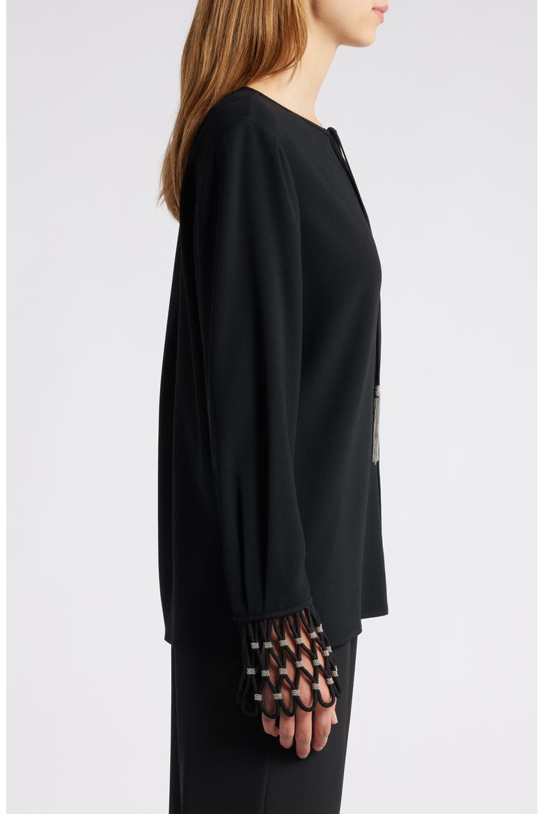 Chain Net Trim Top, Alternate, color, BLACK